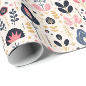 Bloemen Scandinavisch stijl patroon inpakpapier (Rol Hoek)