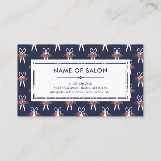 Bloemen Schaar Patroon Hair Stylist Afspraak Afsprakenkaartje (Achterkant)