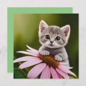 Bloemen schattig klein grijs kat (Voorkant / Achterkant)