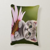 Bloemen schattig klein grijs kat accent kussen (Achterkant (Verticaal))