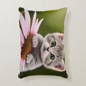 Bloemen schattig klein grijs kat accent kussen (Voorkant(Verticaal))