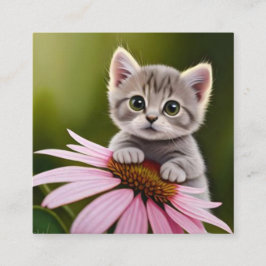 Bloemen schattig klein grijs kat informatiekaartje