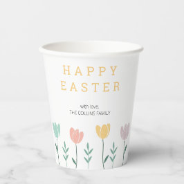 Bloemen Schattige Kleurrijke Tulpen Modern Paasfee Papieren Bekers
