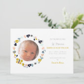 Bloemen Schattige Meisje Foto Geboorte Aankondigin Aankondiging (Staand voorkant)