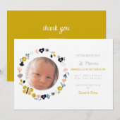 Bloemen Schattige Meisje Foto Geboorte Aankondigin Aankondiging (Voorkant / Achterkant)