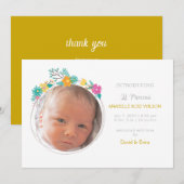 Bloemen Schattige Meisje Foto Geboorte Aankondigin Aankondiging (Voorkant / Achterkant)