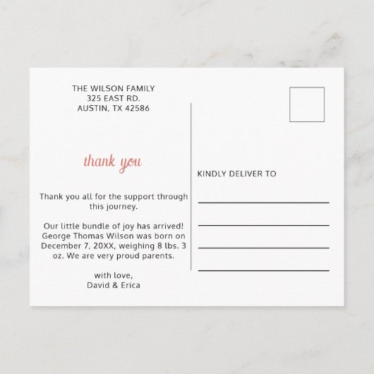 Bloemen Schattige Meisje Foto Geboorte Aankondigin Aankondigingskaart (Achterkant)