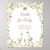 Bloemen Schattigee Gans Baby shower Boeken voor Ba Poster (Voorkant)