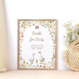 Bloemen Schattigee Gans Baby shower Boeken voor Ba Poster