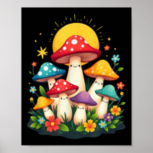 Bloemen Schattigee Paddestoel Schimmels Halloween Poster