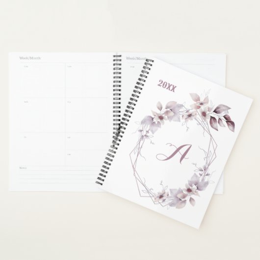 Bloemen Schattigee Waterverf Monogram Initiaal Kal Planner (Display)