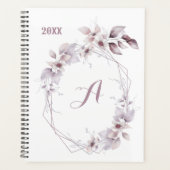 Bloemen Schattigee Waterverf Monogram Initiaal Kal Planner (Voorkant)
