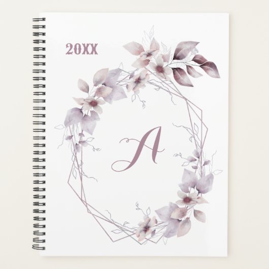 Bloemen Schattigee Waterverf Monogram Initiaal Kal Planner (Voorkant)
