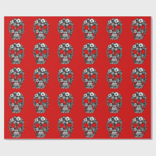 Bloemen Schedel Bloemen ingewikkelde gotische zwar Cadeaupapier