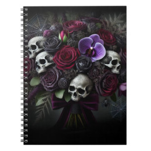 Bloemen Schedel Boeket Donker Gotisch Halloween Notitieboek