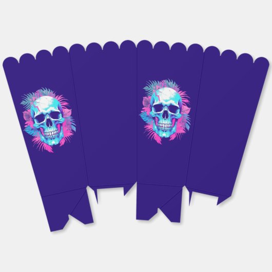 Bloemen schedel in vaporwave stijl bedankdoosjes (Ongevouwen)