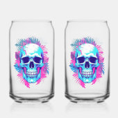 Bloemen schedel in vaporwave stijl blikvorm glas (Voorkant)