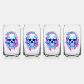 Bloemen schedel in vaporwave stijl blikvorm glas (Achterkant)