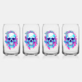 Bloemen schedel in vaporwave stijl blikvorm glas (Voorkant)