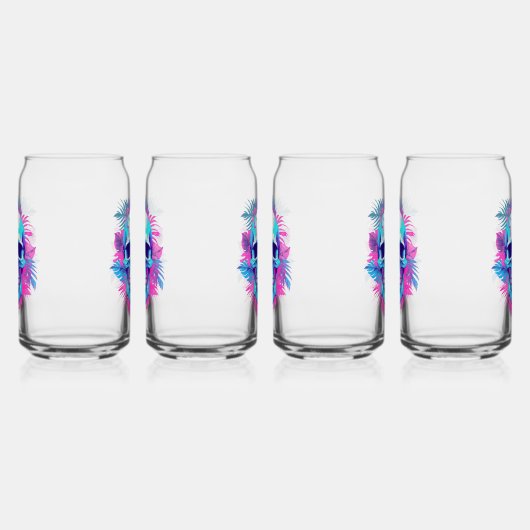 Bloemen schedel in vaporwave stijl blikvorm glas (Links)