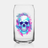 Bloemen schedel in vaporwave stijl blikvorm glas (Voorkant)