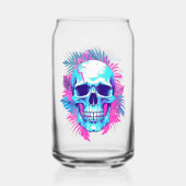 Bloemen schedel in vaporwave stijl blikvorm glas (Achterkant)