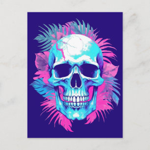 Bloemen schedel in vaporwave stijl briefkaart