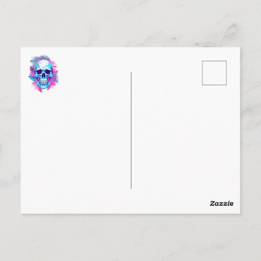 Bloemen schedel in vaporwave stijl briefkaart (Achterkant)
