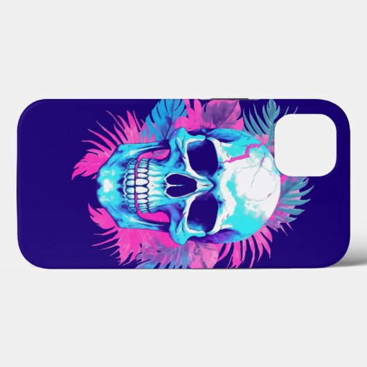 Bloemen schedel in vaporwave stijl Case-Mate iPhone case (Achterkant (horizontaal))