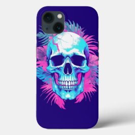 Bloemen schedel in vaporwave stijl Case-Mate iPhone case