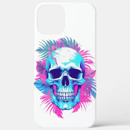 Bloemen schedel in vaporwave stijl Case-Mate iPhone case