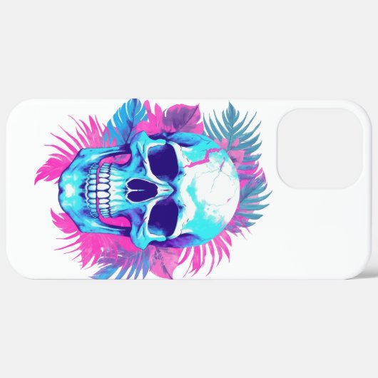 Bloemen schedel in vaporwave stijl Case-Mate iPhone case (Achterkant (horizontaal))