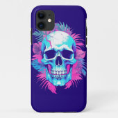 Bloemen schedel in vaporwave stijl Case-Mate iPhone case (Achterkant)