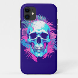 Bloemen schedel in vaporwave stijl Case-Mate iPhone case
