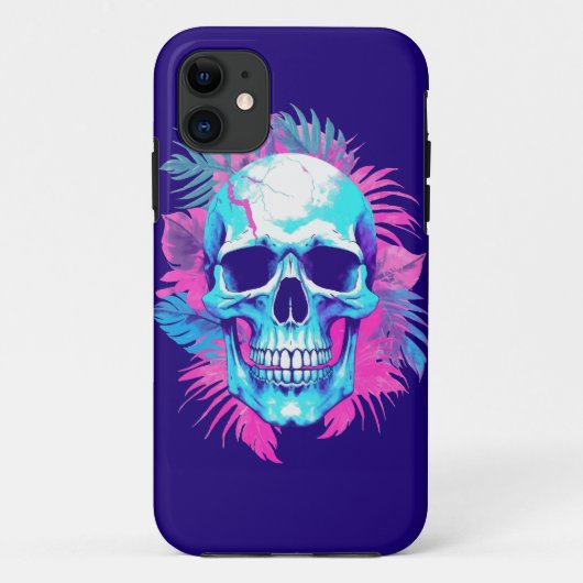 Bloemen schedel in vaporwave stijl Case-Mate iPhone case (Achterkant)