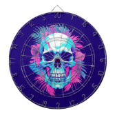 Bloemen schedel in vaporwave stijl dartbord (Voorkant)