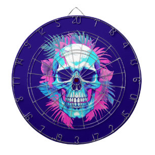 Bloemen schedel in vaporwave stijl dartbord