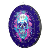 Bloemen schedel in vaporwave stijl dartbord (Voorkant Rechts)