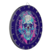 Bloemen schedel in vaporwave stijl dartbord (Voorkant Links)