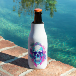 Bloemen schedel in vaporwave stijl flesjeskoeler