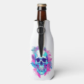 Bloemen schedel in vaporwave stijl flesjeskoeler (Fles Achterkant)