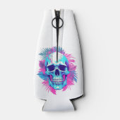 Bloemen schedel in vaporwave stijl flesjeskoeler (Achterkant)