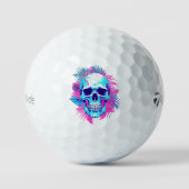 Bloemen schedel in vaporwave stijl golfballen (Voorkant)