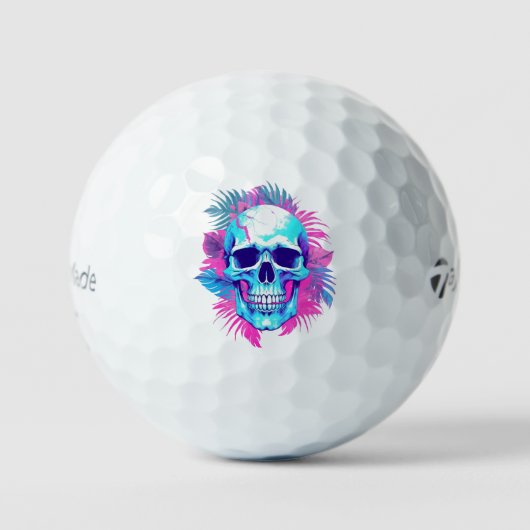 Bloemen schedel in vaporwave stijl golfballen (Voorkant)