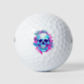 Bloemen schedel in vaporwave stijl golfballen (Voorkant)