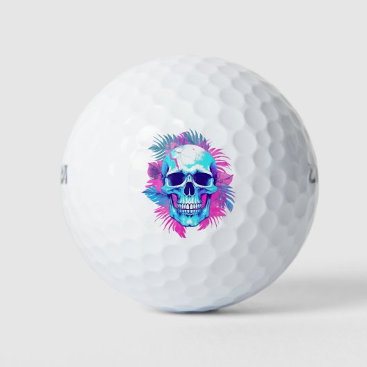 Bloemen schedel in vaporwave stijl golfballen (Voorkant)