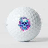 Bloemen schedel in vaporwave stijl golfballen (Voorkant)