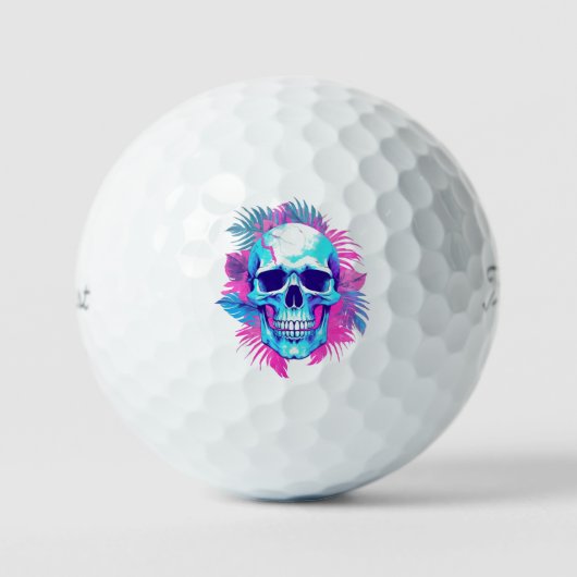 Bloemen schedel in vaporwave stijl golfballen (Voorkant)
