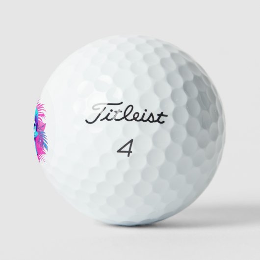 Bloemen schedel in vaporwave stijl golfballen (Logo)