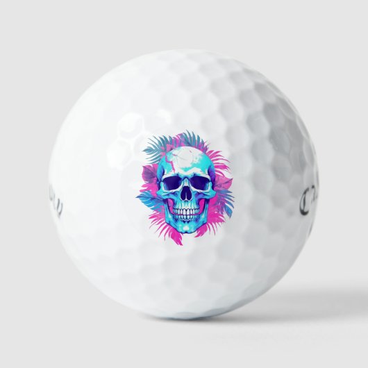 Bloemen schedel in vaporwave stijl golfballen (Voorkant)